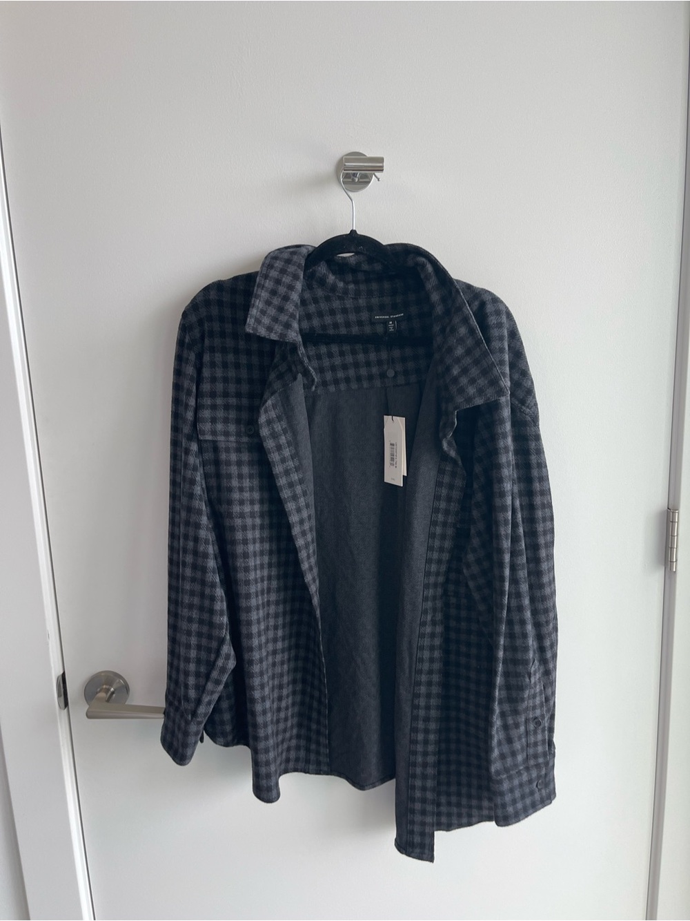Universal Standard Soft Black & Gray Check Flannel Jacket